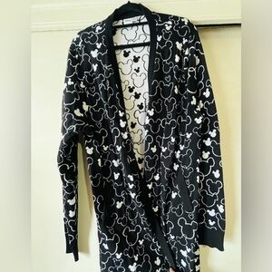 Black and White Mickey Mouse Patterned Women's cardigan sweater. XL
